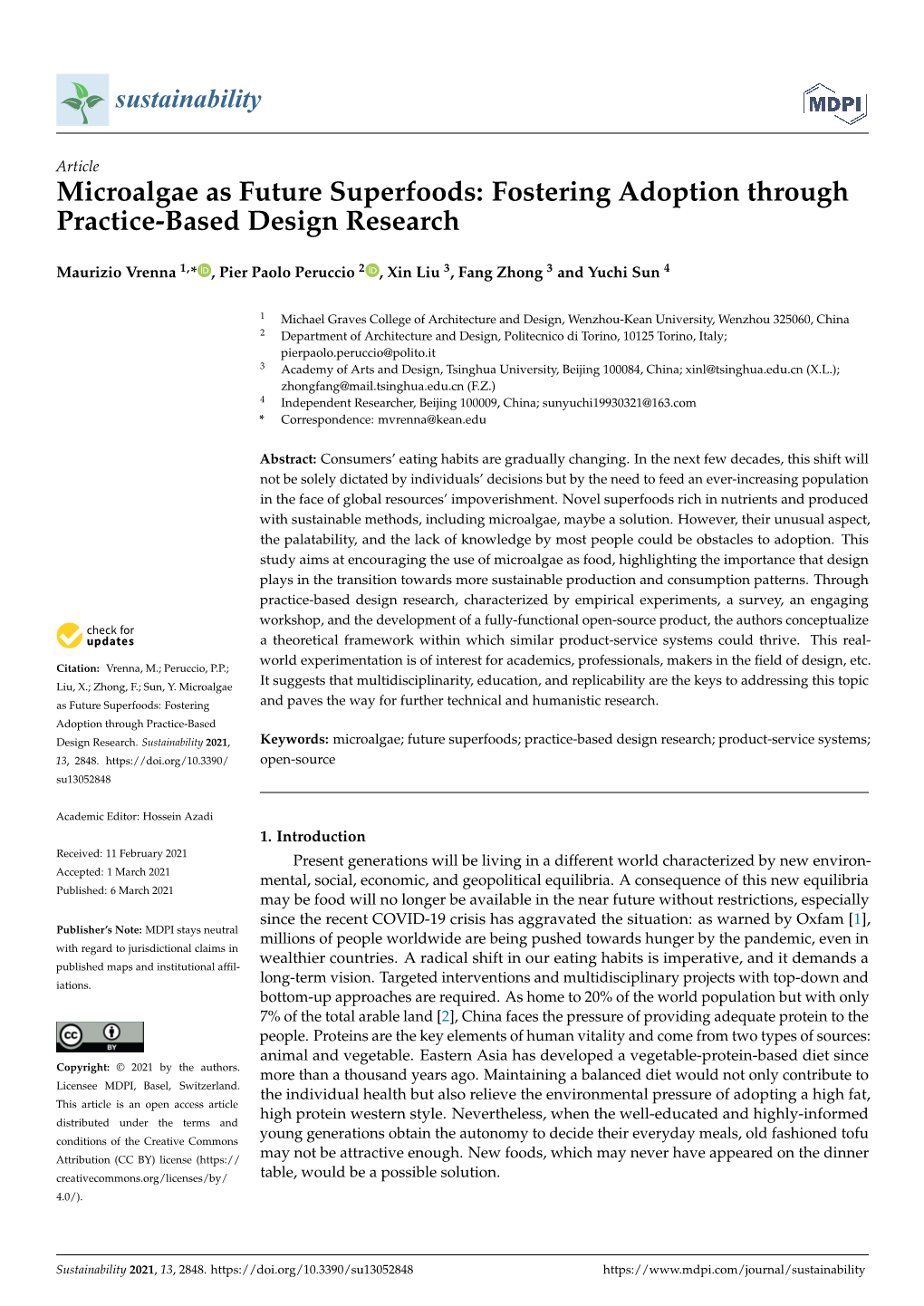 Microalgae As Future Superfoods: Fostering Adoption Through Practice-Based Design Research