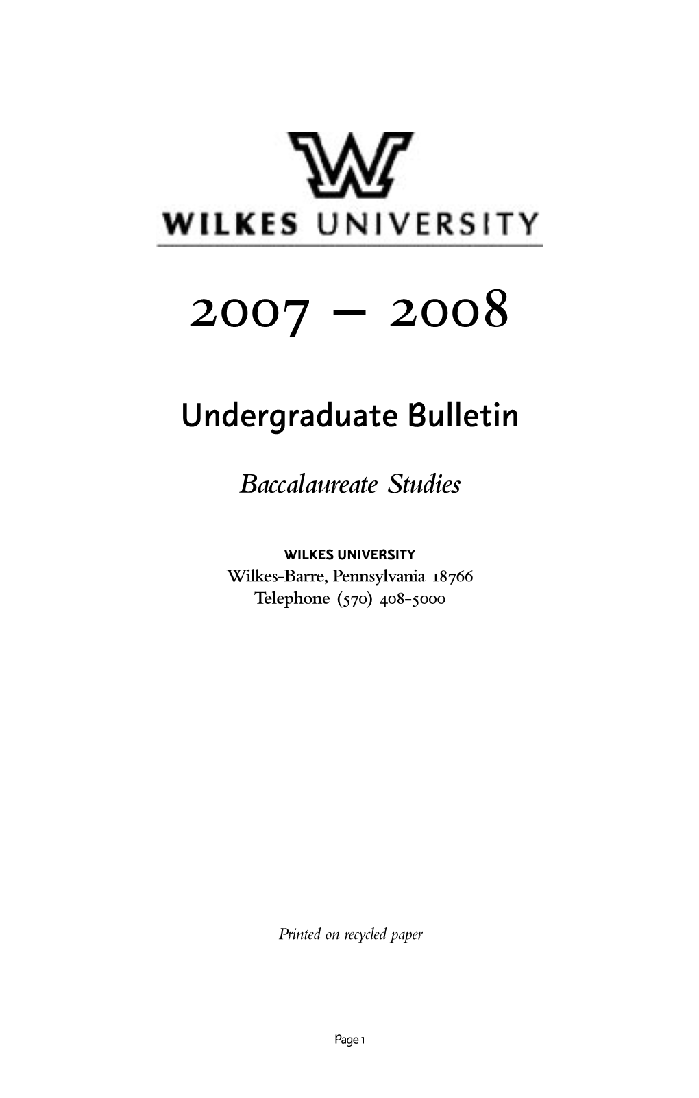 2007-2008 Undergraduate Bulletin