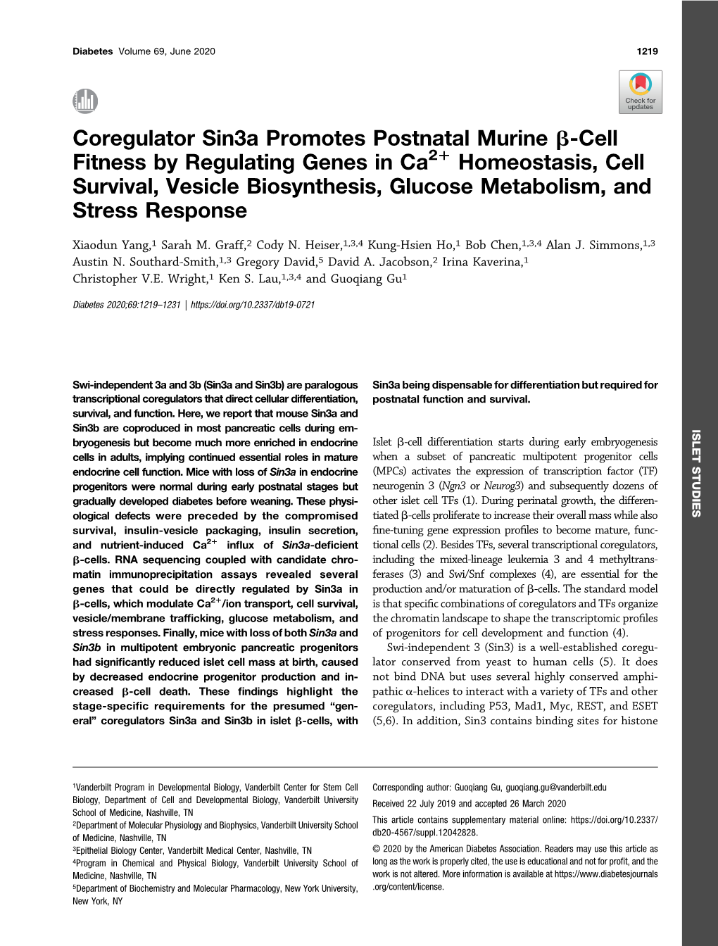 Coregulator Sin3a Promotes Postnatal Murine B-Cell Fitness