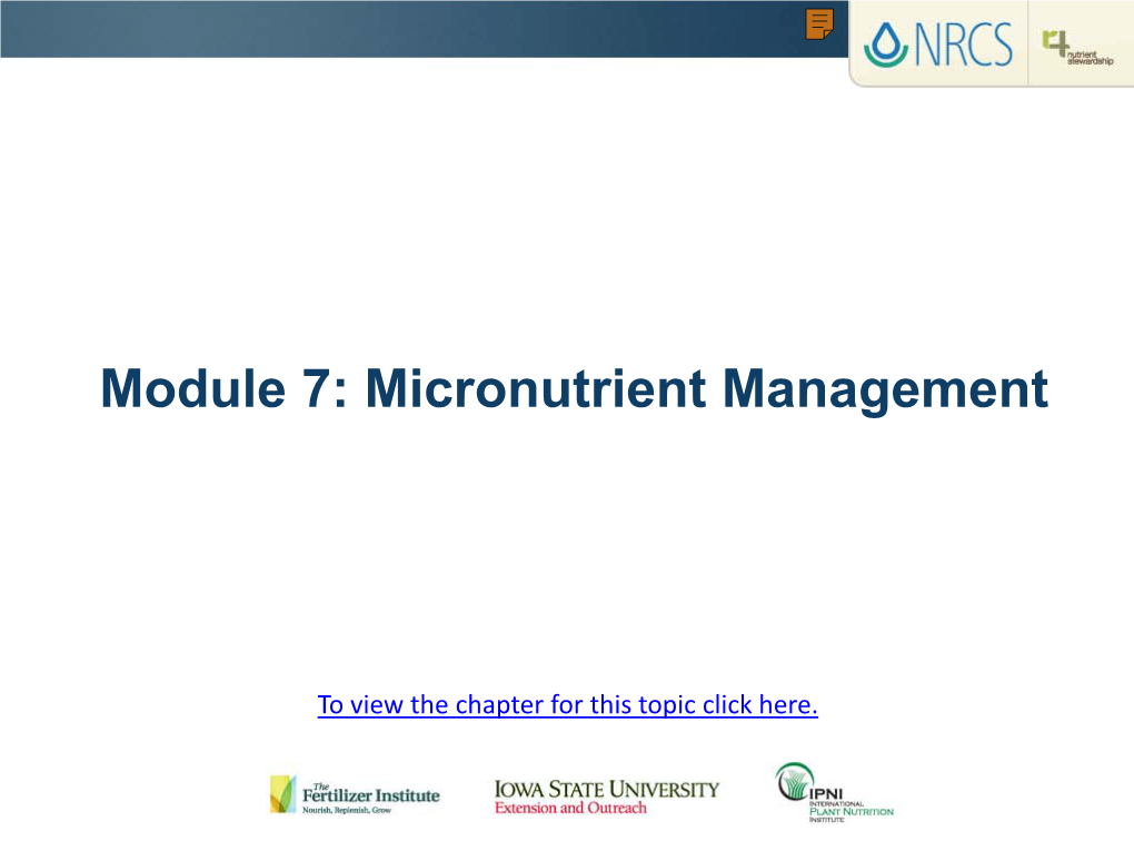 Micronutrient Management