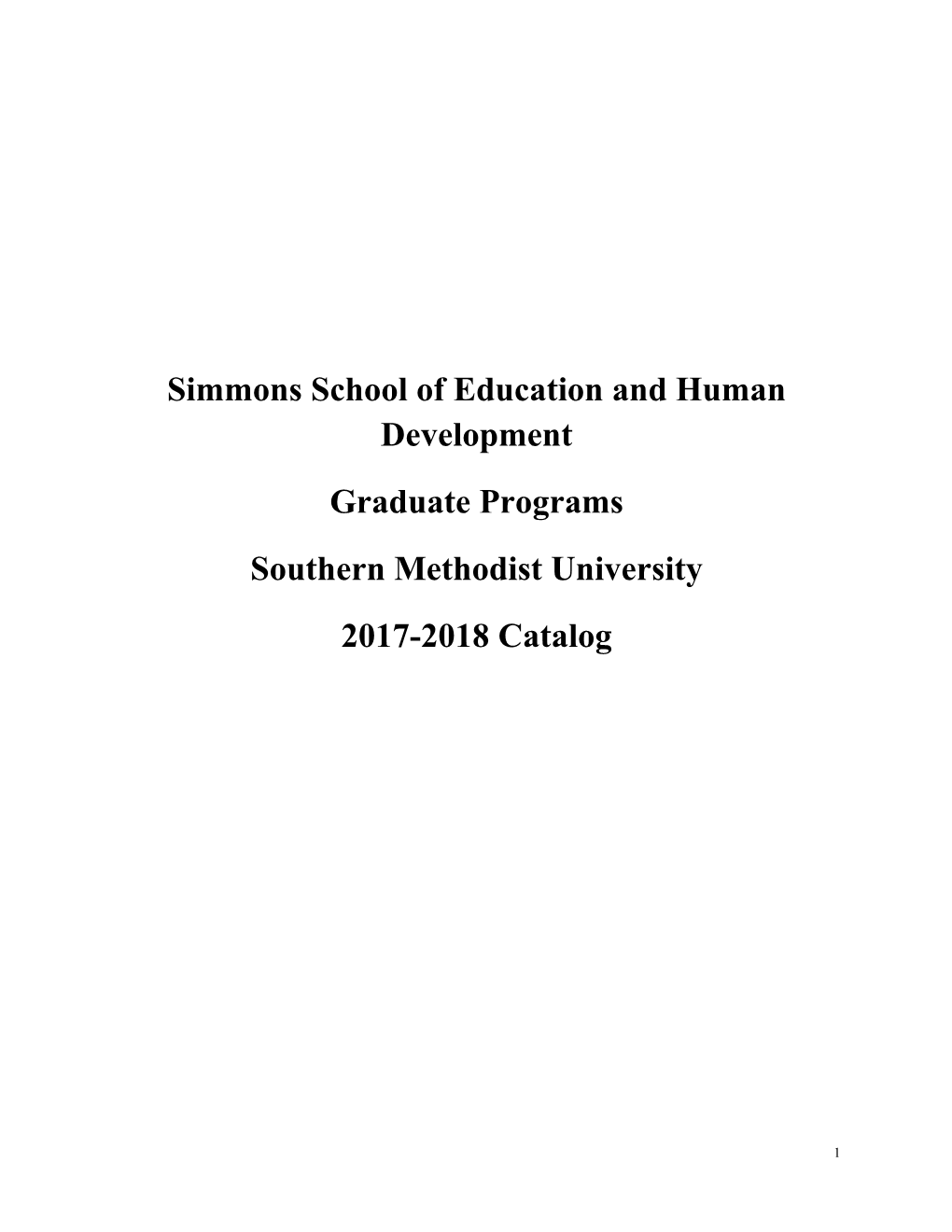 Simmons School of Education and Human Development Graduate Programs Southern Methodist University