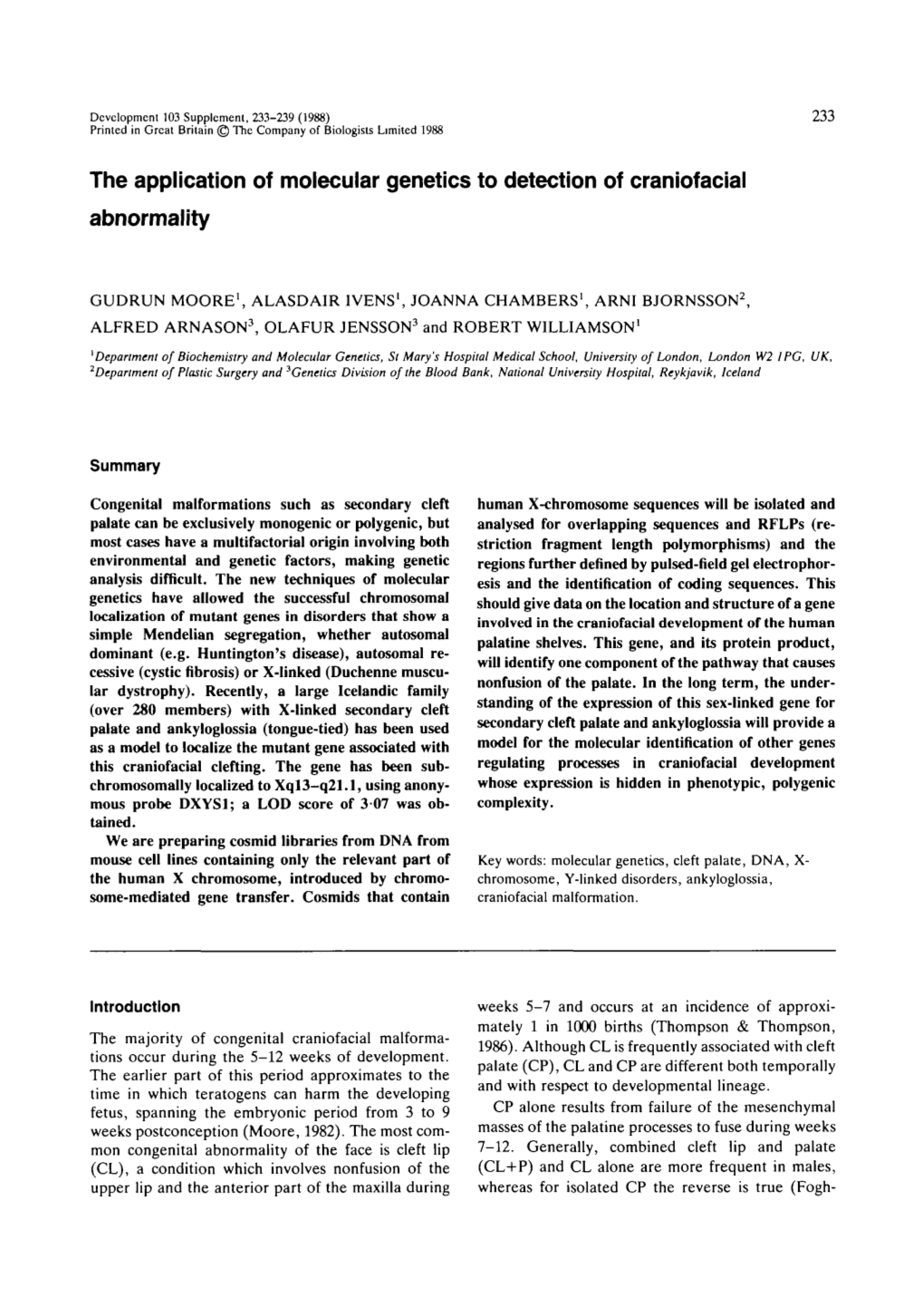 The Application of Molecular Genetics to Detection of Craniofacial Abnormality