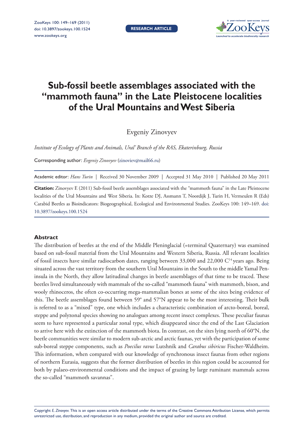 In the Late Pleistocene Localities of the Ural Mountains and West Siberia