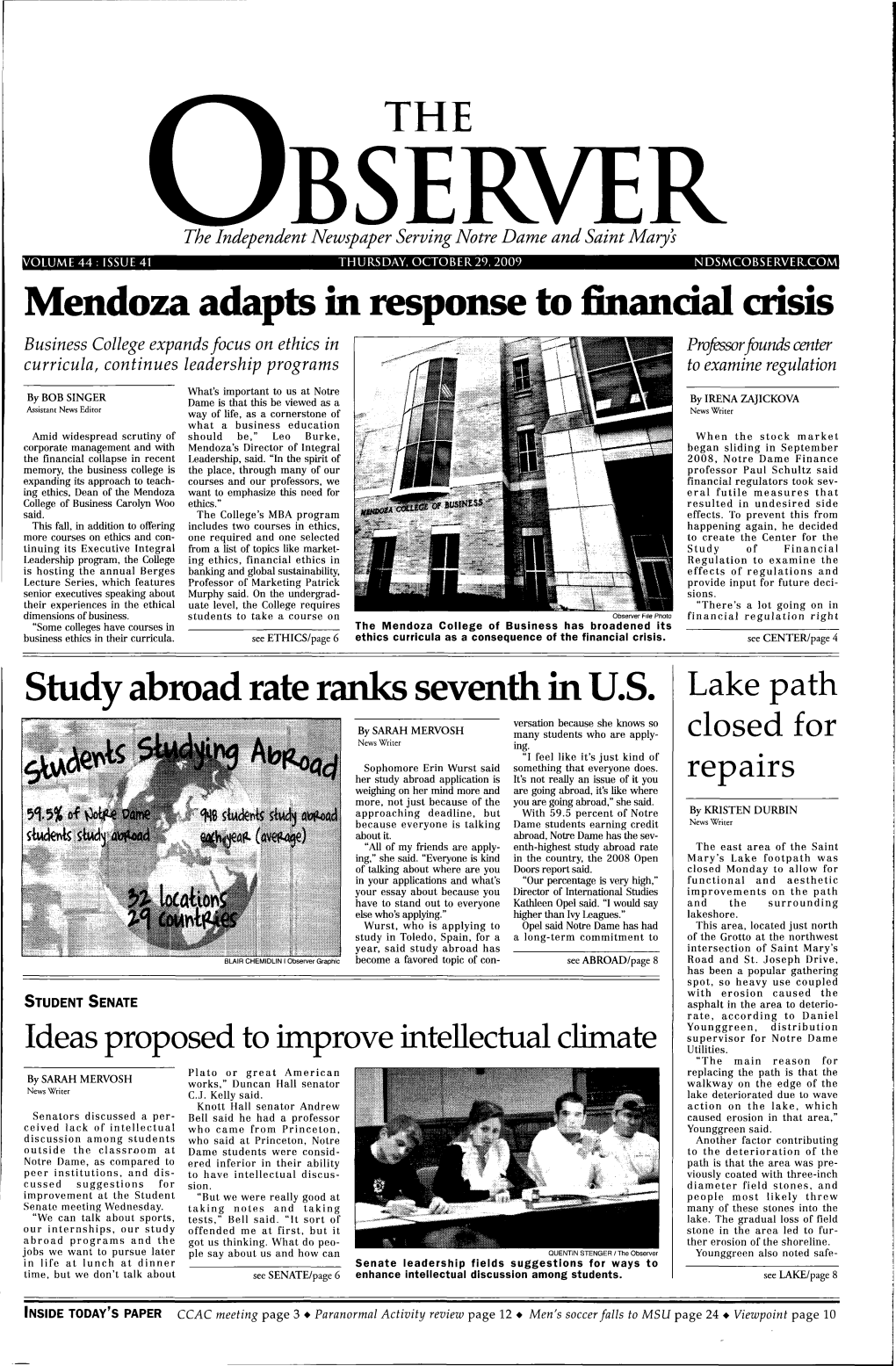 THE Mendoza Adapts in Response to Financial Crisis