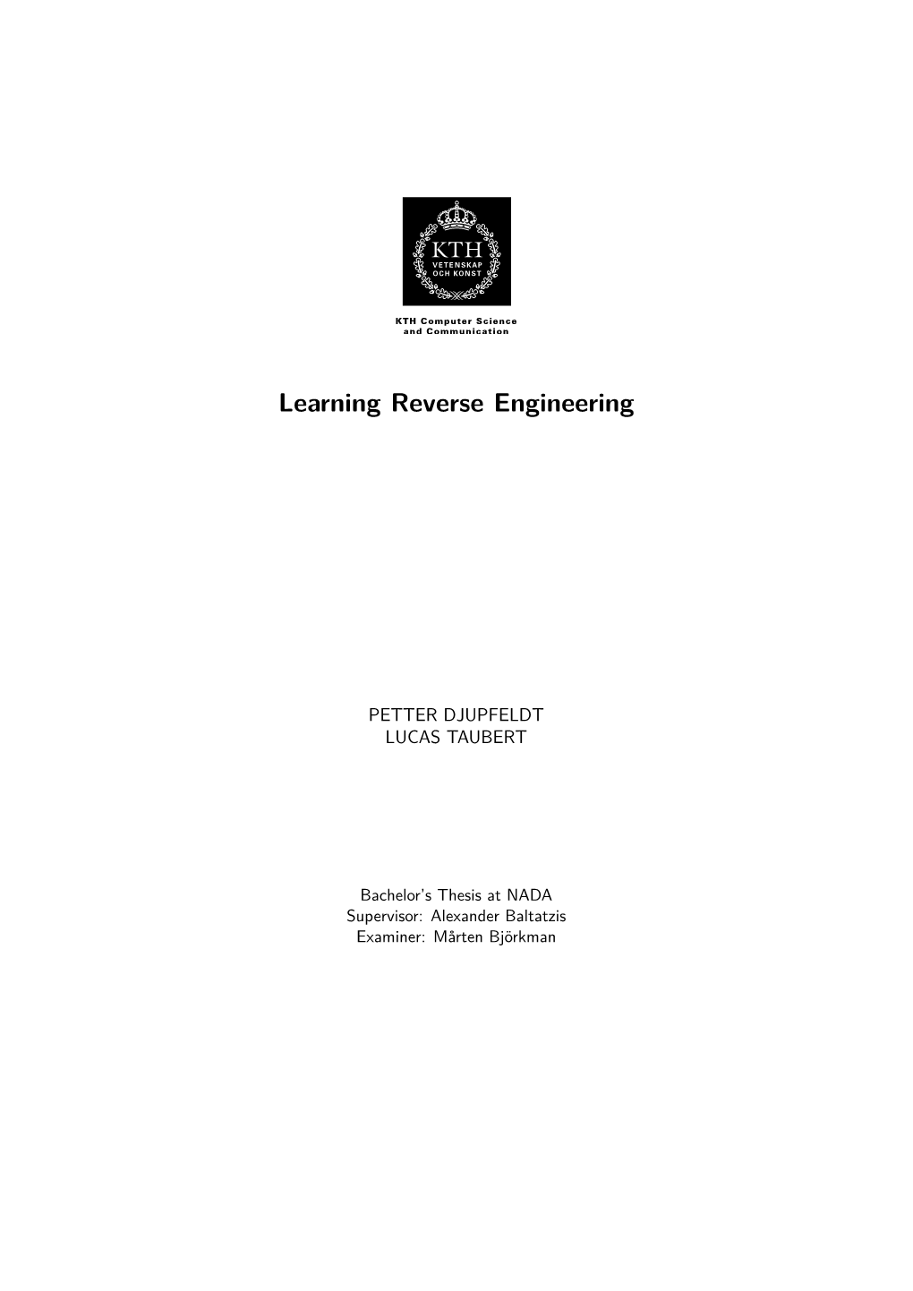 Learning Reverse Engineering