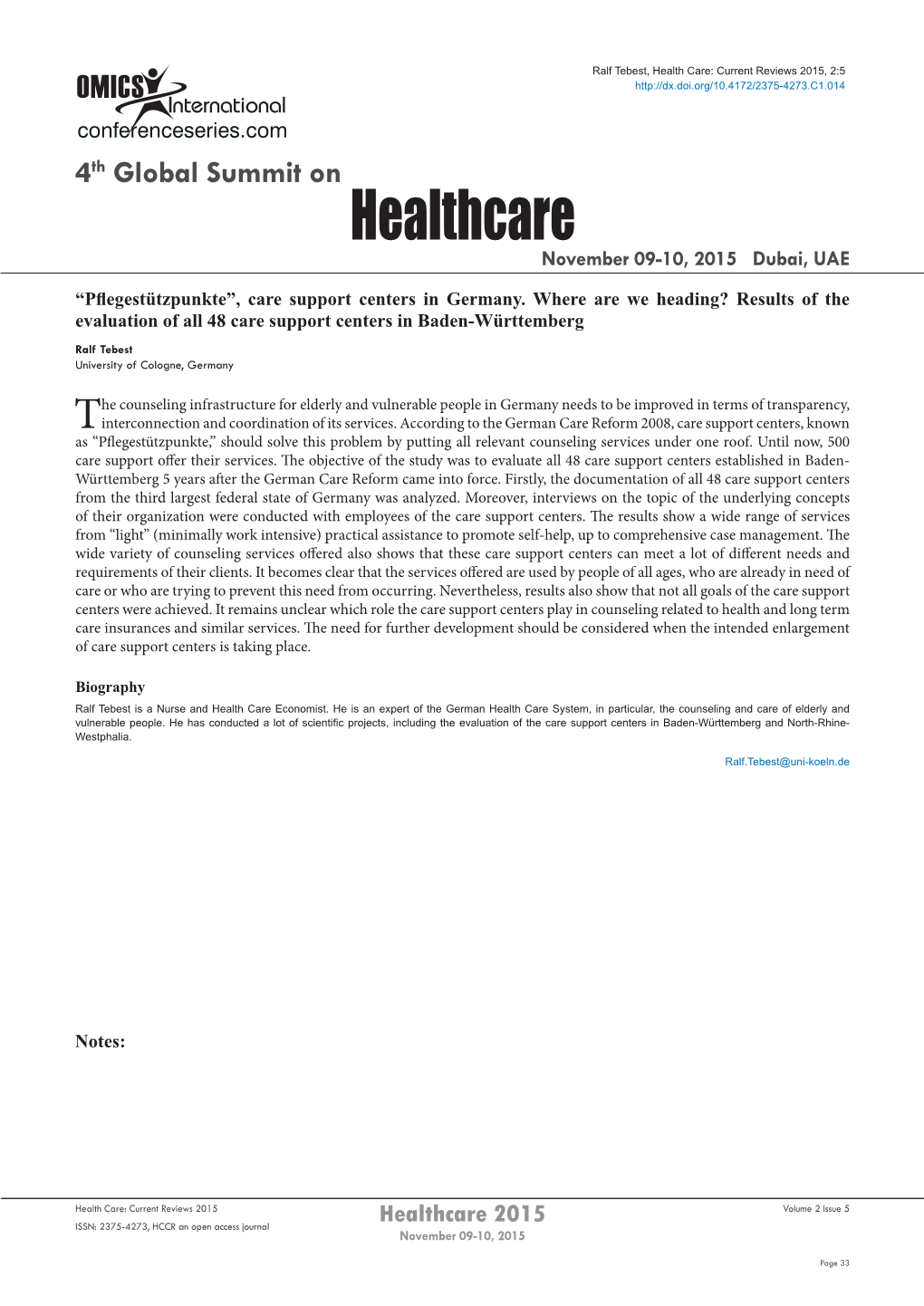 Healthcarenovember 09-10, 2015 Dubai, UAE