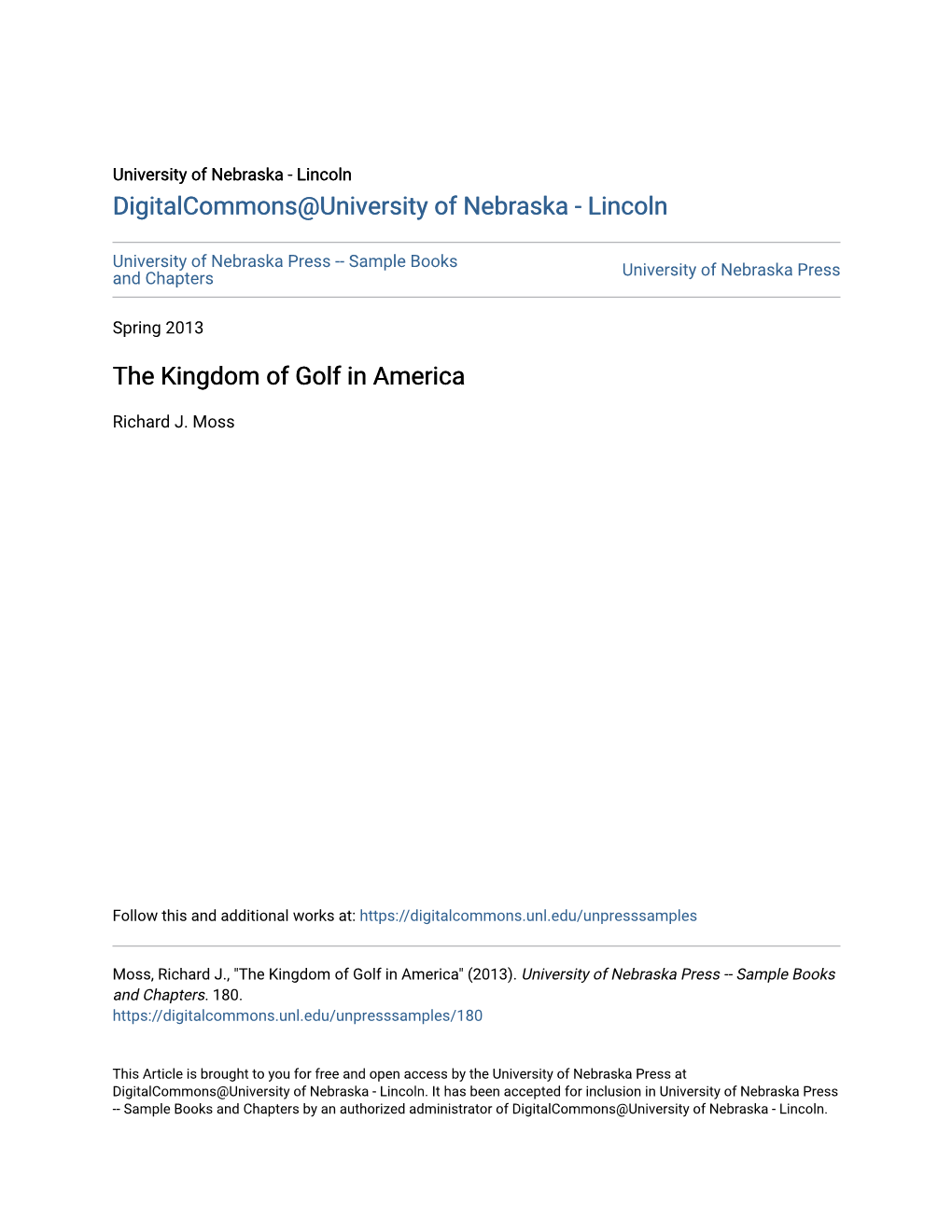 The Kingdom of Golf in America