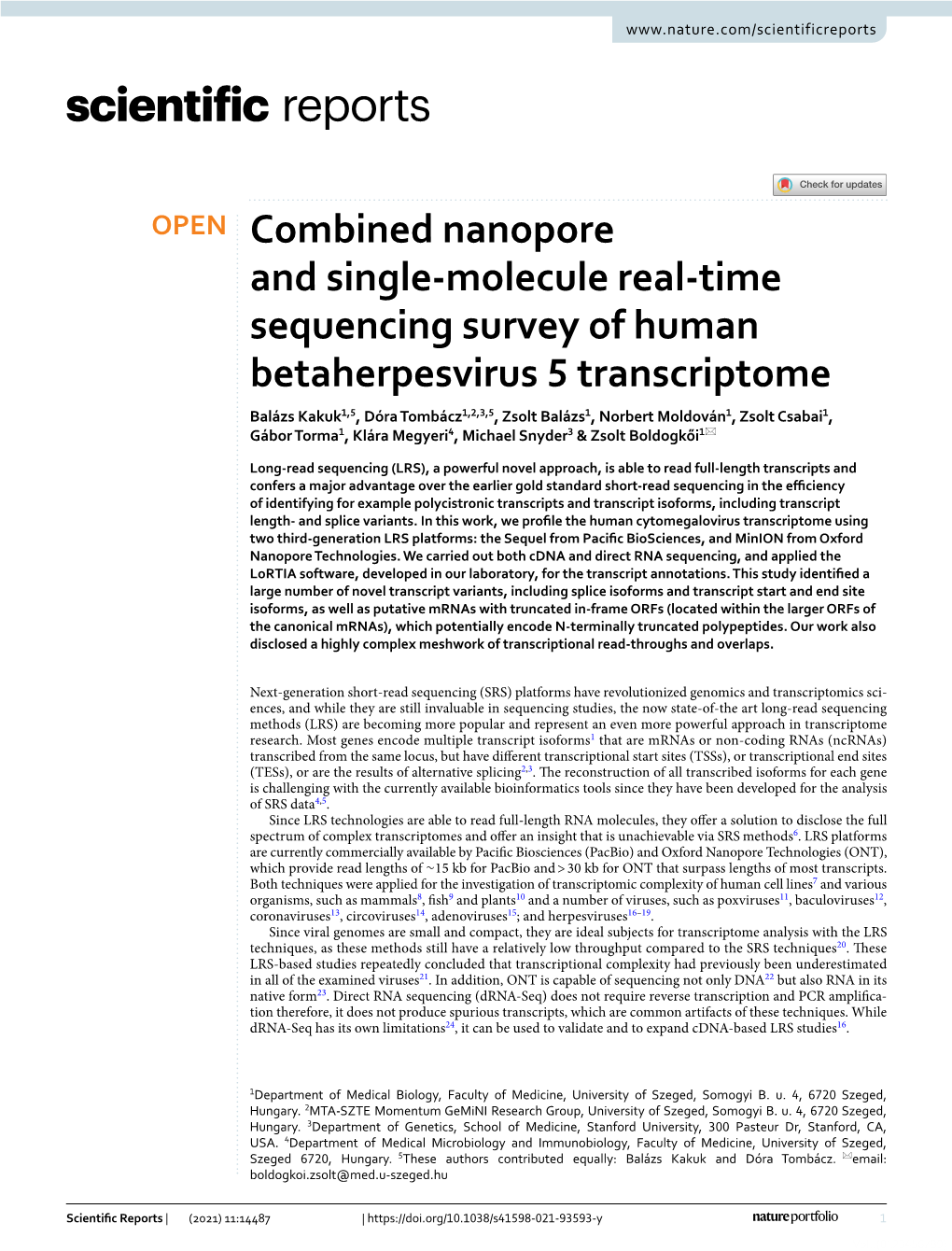 Combined Nanopore and Single-Molecule Real-Time