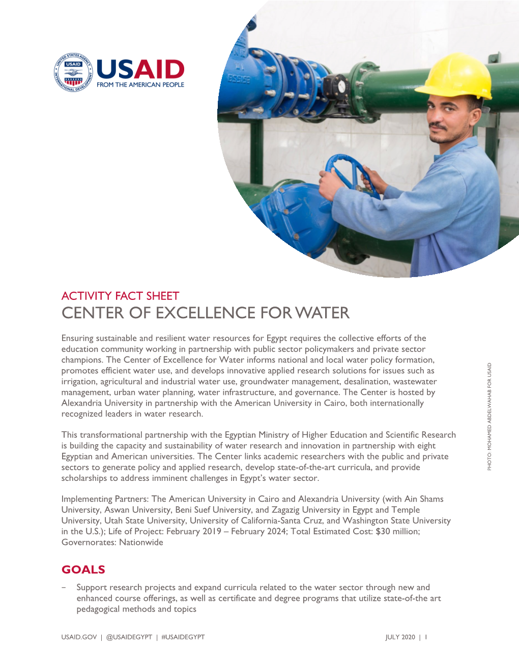 USAID/Egypt Activity Fact Sheet: Center of Excellence for Water