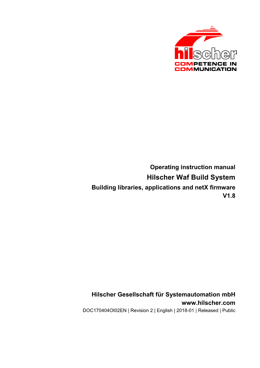 Hilscher Waf Build System Building Libraries, Applications and Netx Firmware V1.8