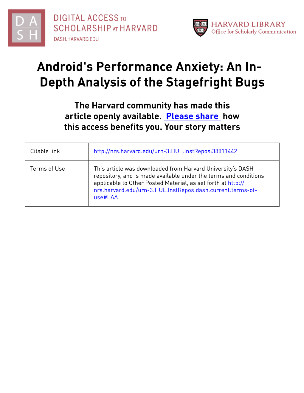Android's Performance Anxiety: an In- Depth Analysis of the Stagefright Bugs