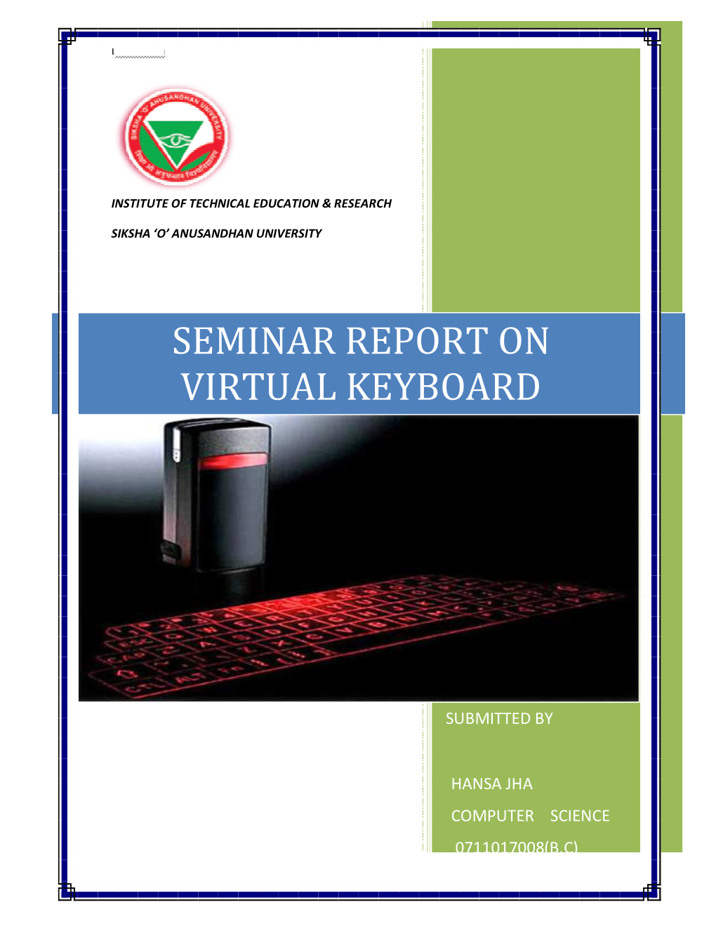 Seminar Report on Virtual Keyboard