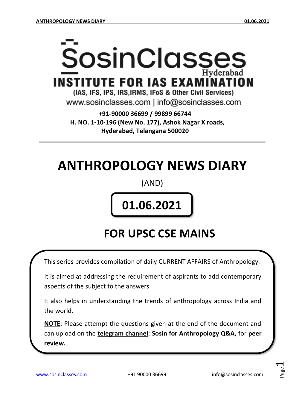 Anthropology News Diary 01.06.2021