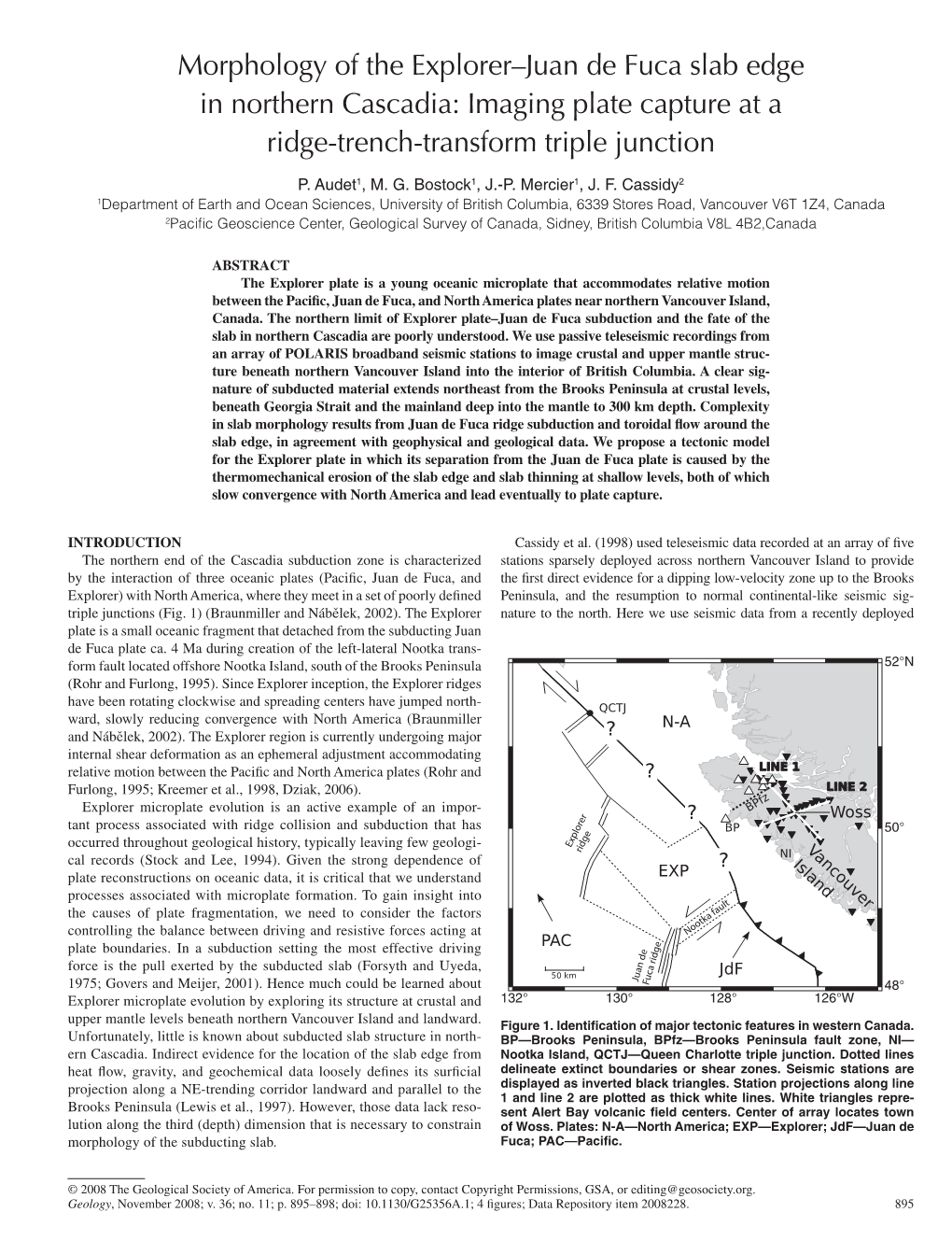 Morphology of the Explorer–Juan De Fuca Slab Edge in Northern Cascadia: Imaging Plate Capture at a Ridge-Trench-Transform Triple Junction