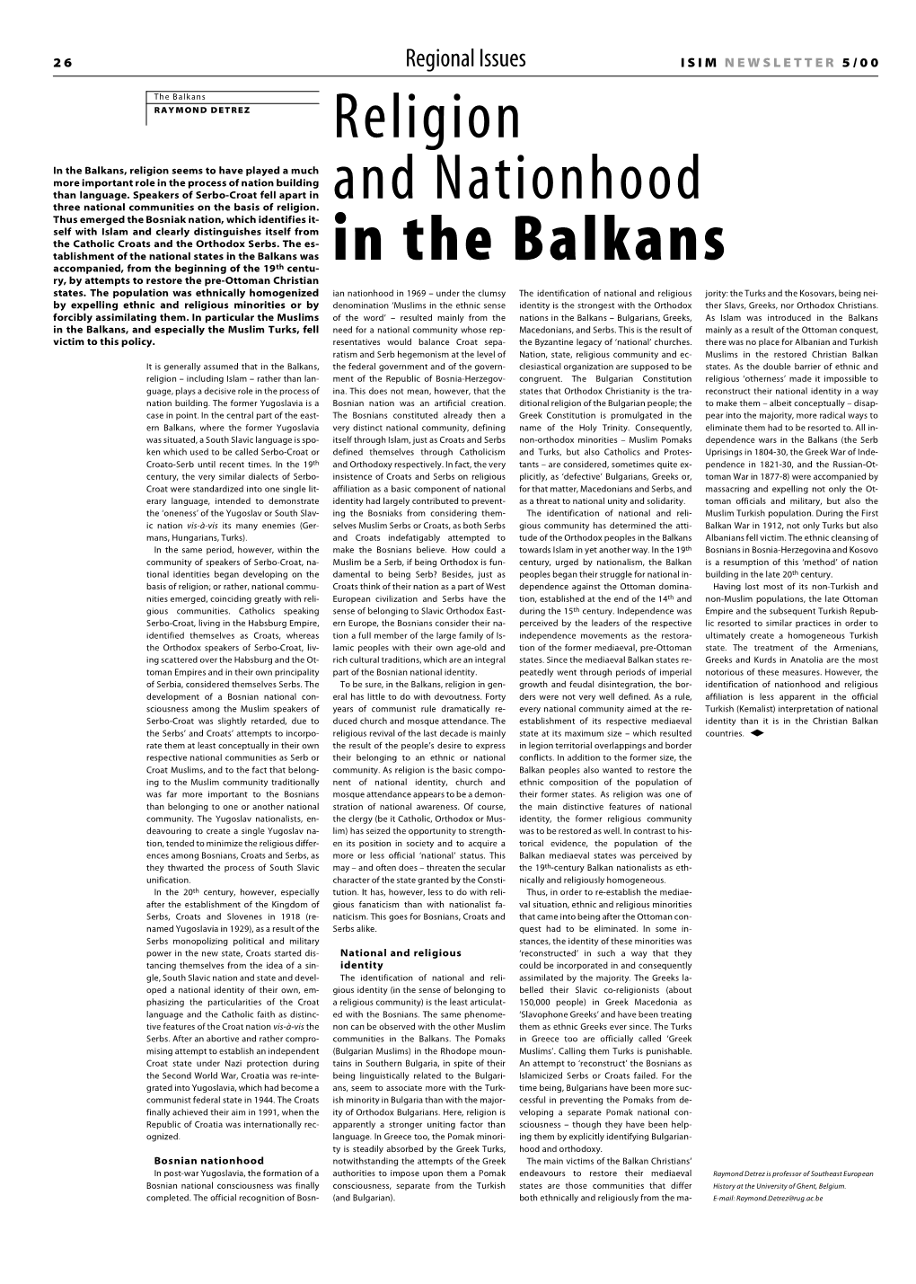 Religion and Nationhood in the Balkans