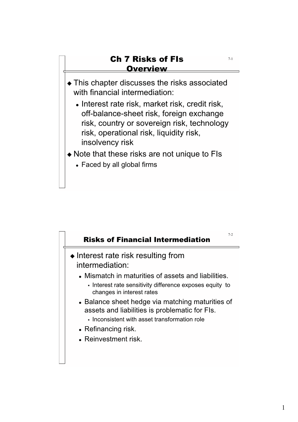 Ch 7 Risks of Fis Overview