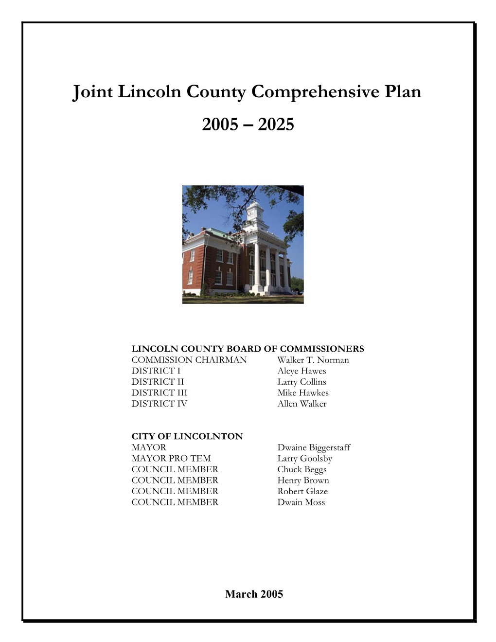 Joint Lincoln County Comprehensive Plan 2005