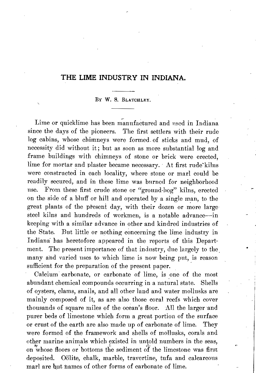 The Lime Industry in Indiana