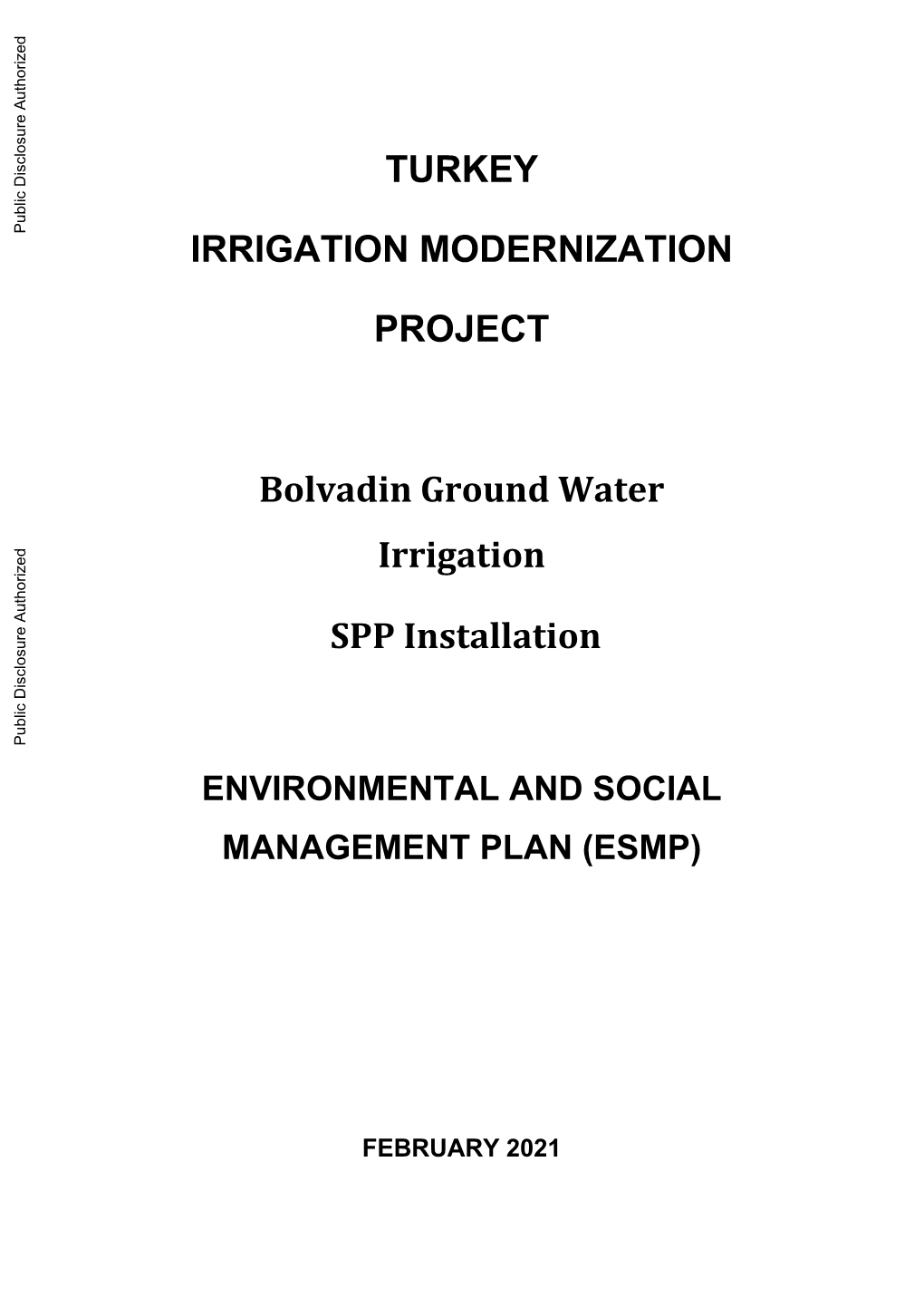 Turkey Irrigation Modernization Project