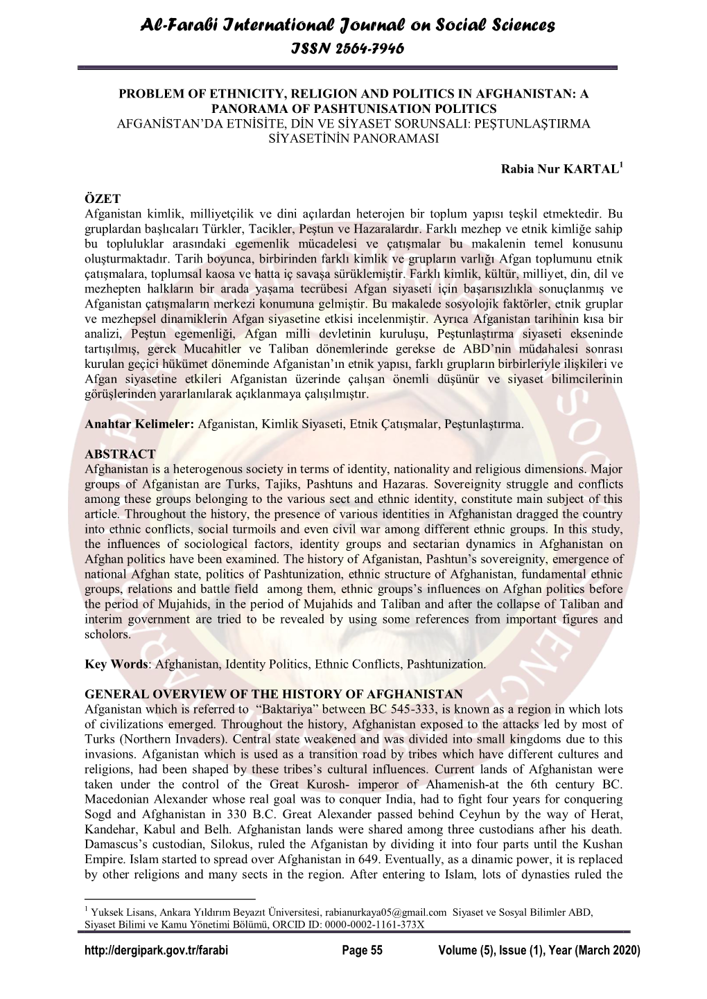 Al-Farabi International Journal on Social Sciences ISSN 2564-7946