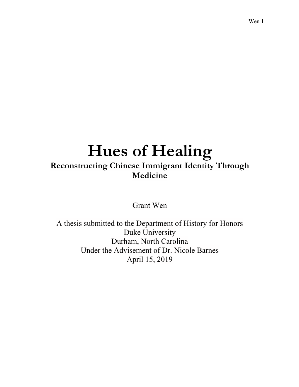 Download Hues of Healing: Reconstructing Chinese Immigrant