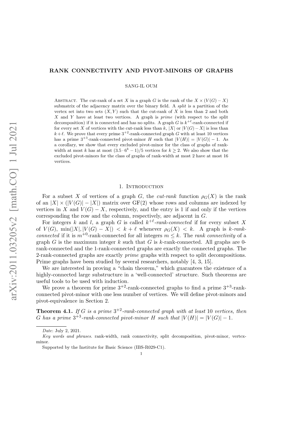 Rank Connectivity and Pivot-Minors of Graphs