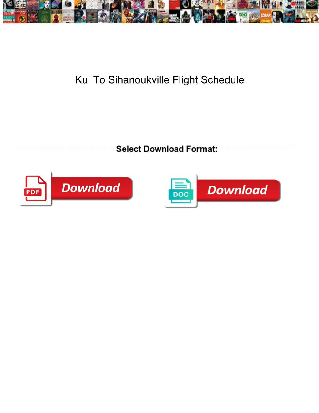 Kul to Sihanoukville Flight Schedule