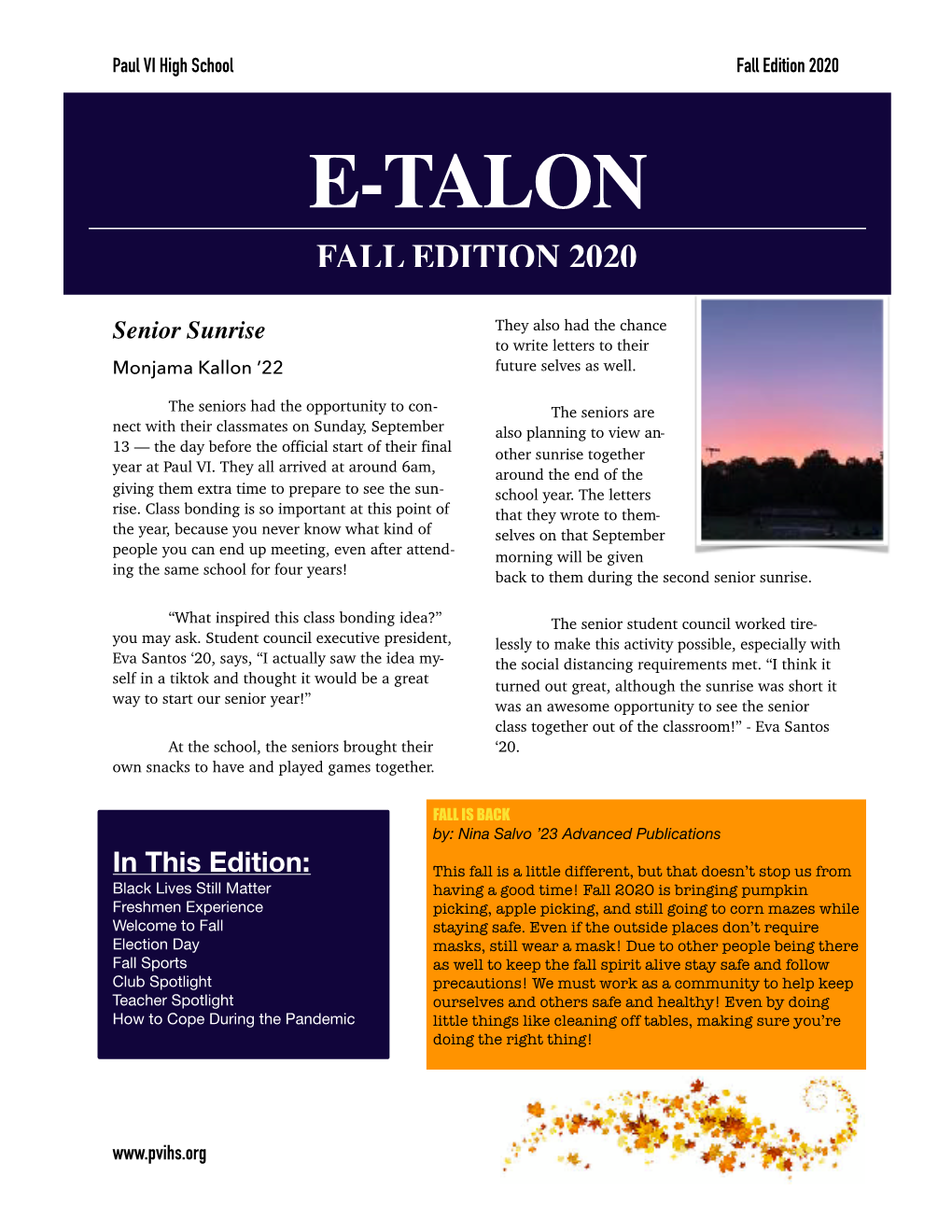 E-Talon Fall Edition 2020