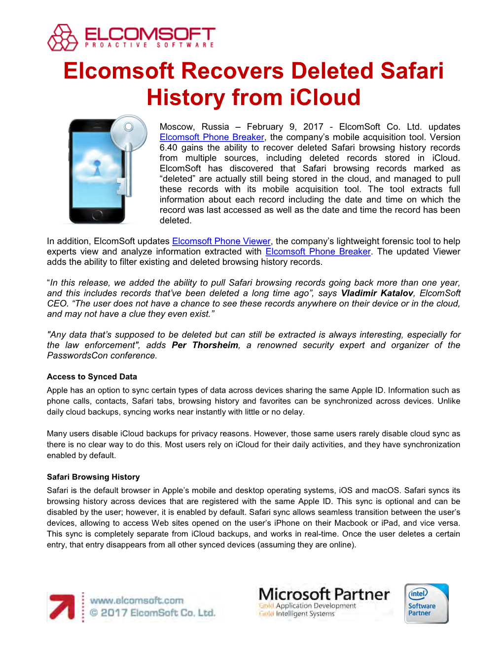 Elcomsoft Recovers Deleted Safari History from Icloud