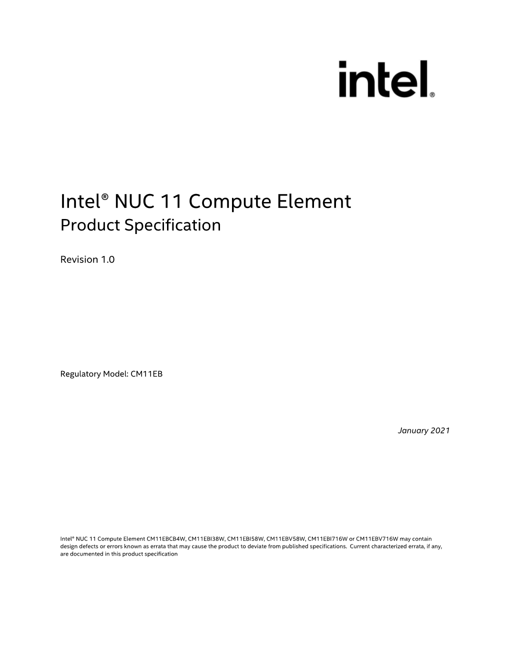 Intel® NUC 11 Compute Element Product Specification