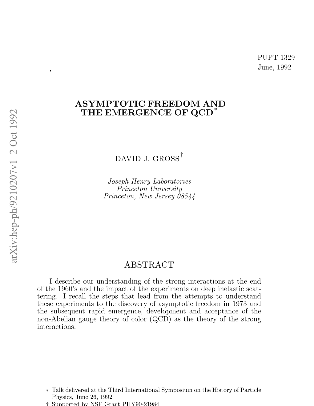 Asymptotic Freedom and the Emergence Of