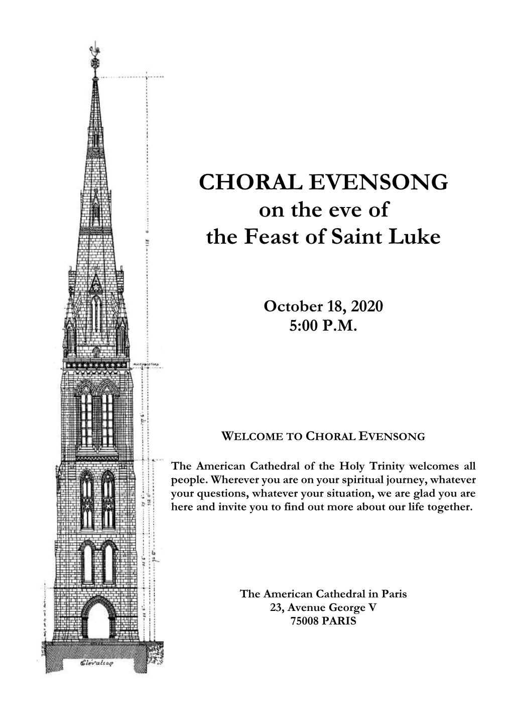 CHORAL EVENSONG on the Eve of the Feast of Saint Luke