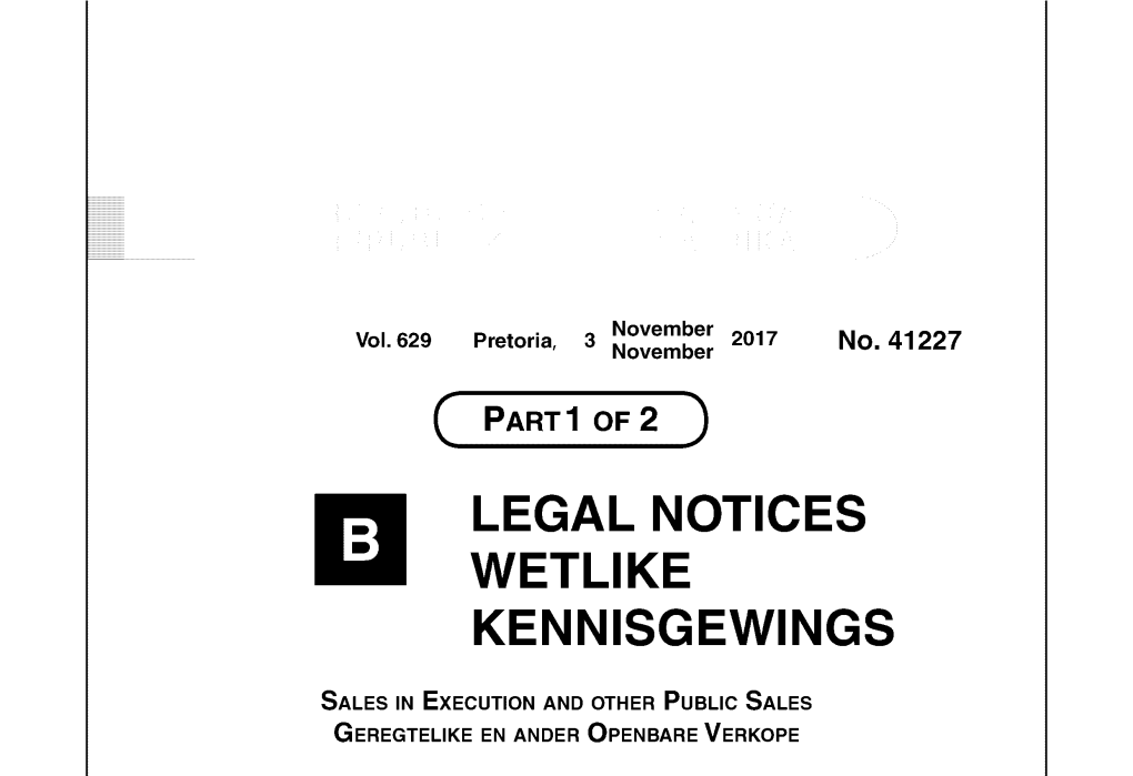 Legal Notices Wetlike Kennisgewings