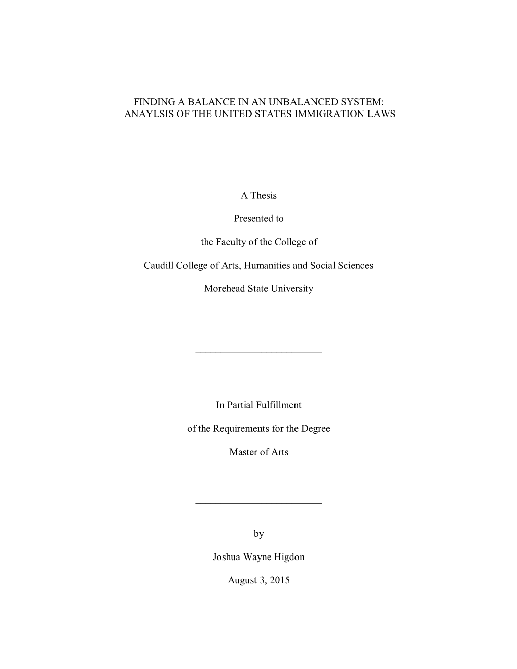 Analysis of the United State Immigration Laws