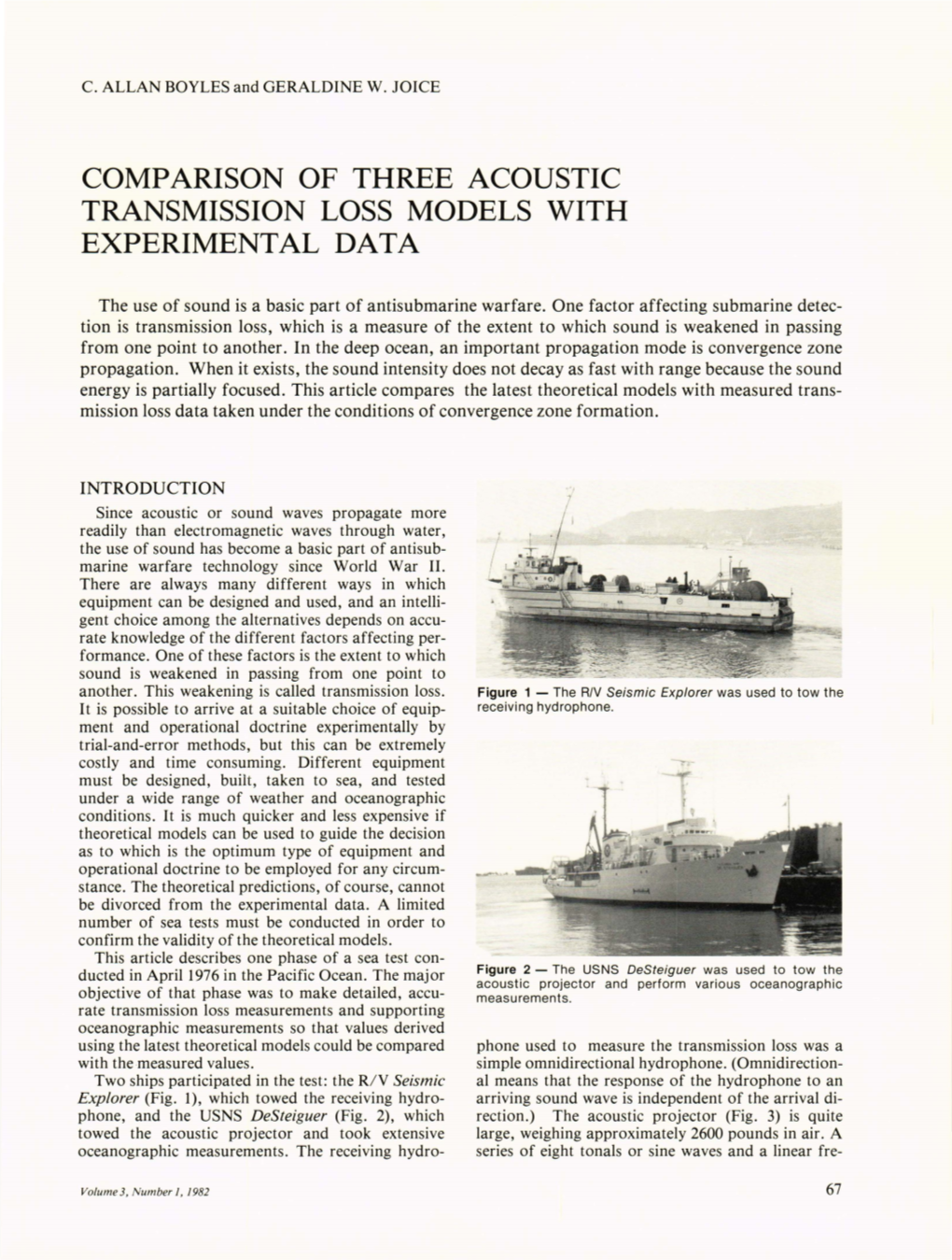 Comparison of Three Acoustic Transmission Loss Models with Experimental Dat A