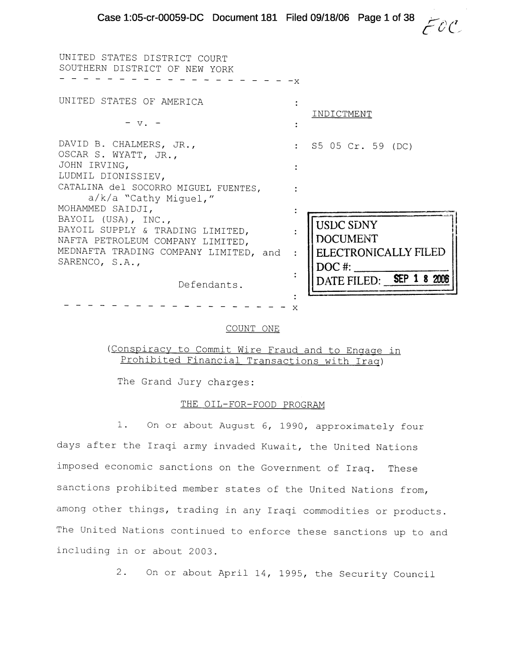 Usuc Sdny Document Electronically Filed Doc