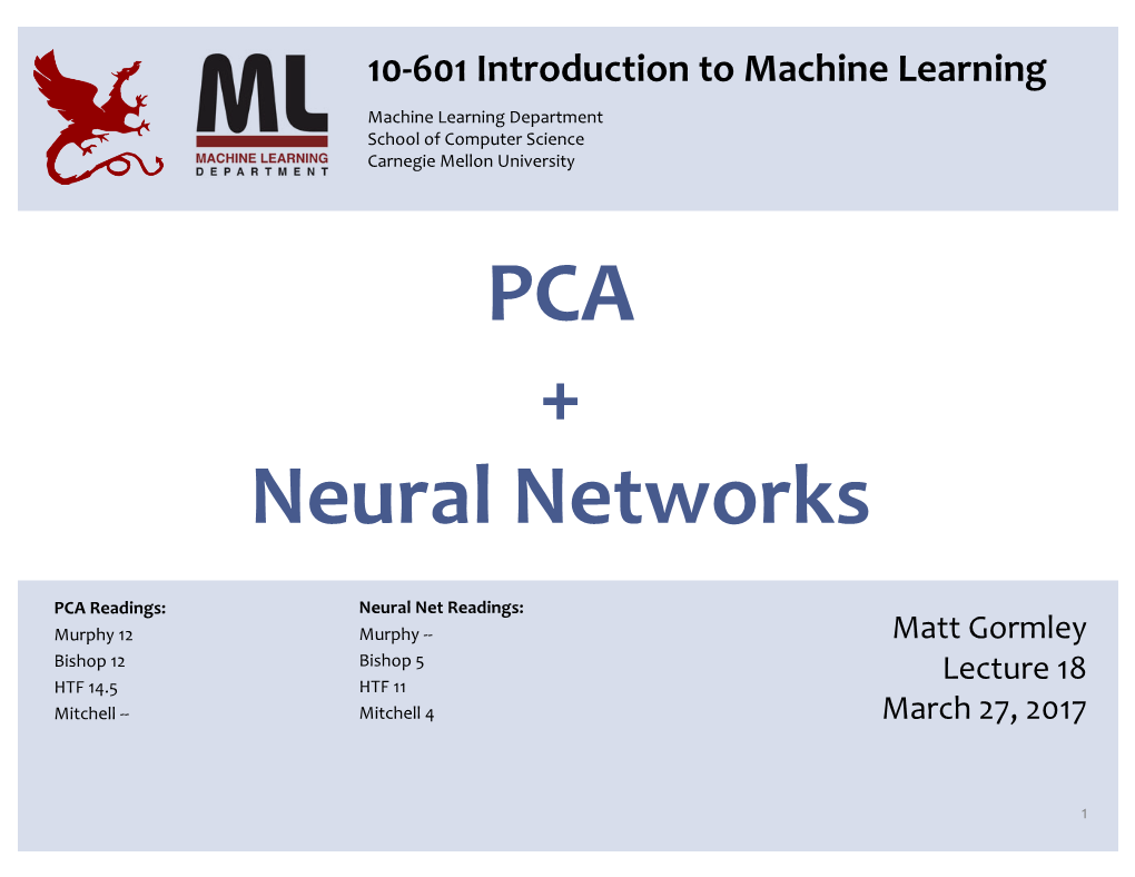 PCA + Neural Networks