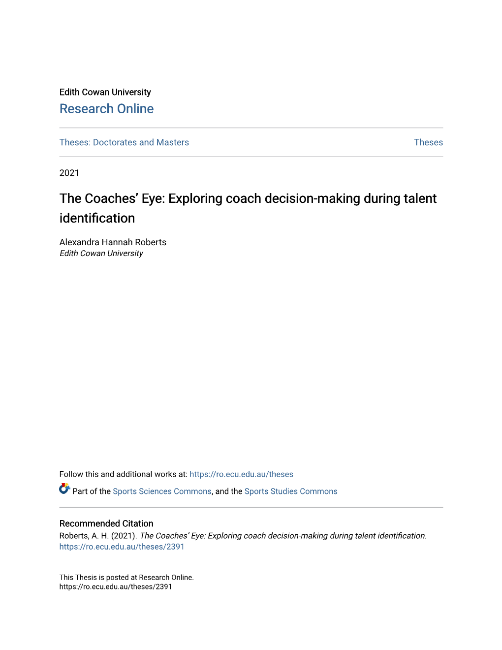 Exploring Coach Decision-Making During Talent Identification