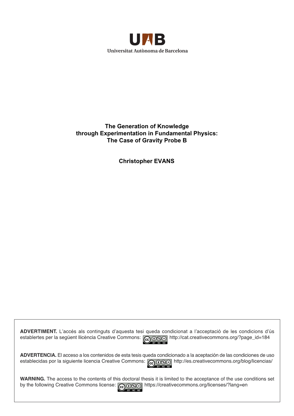 The Generation of Knowledge Through Experimentation in Fundamental Physics: the Case of Gravity Probe B