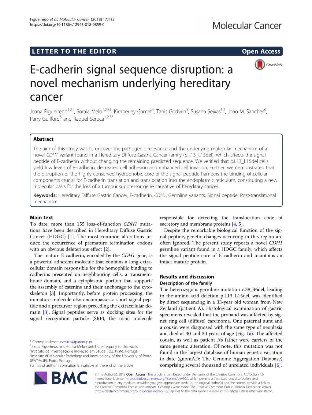 E-Cadherin Signal Sequence Disruption