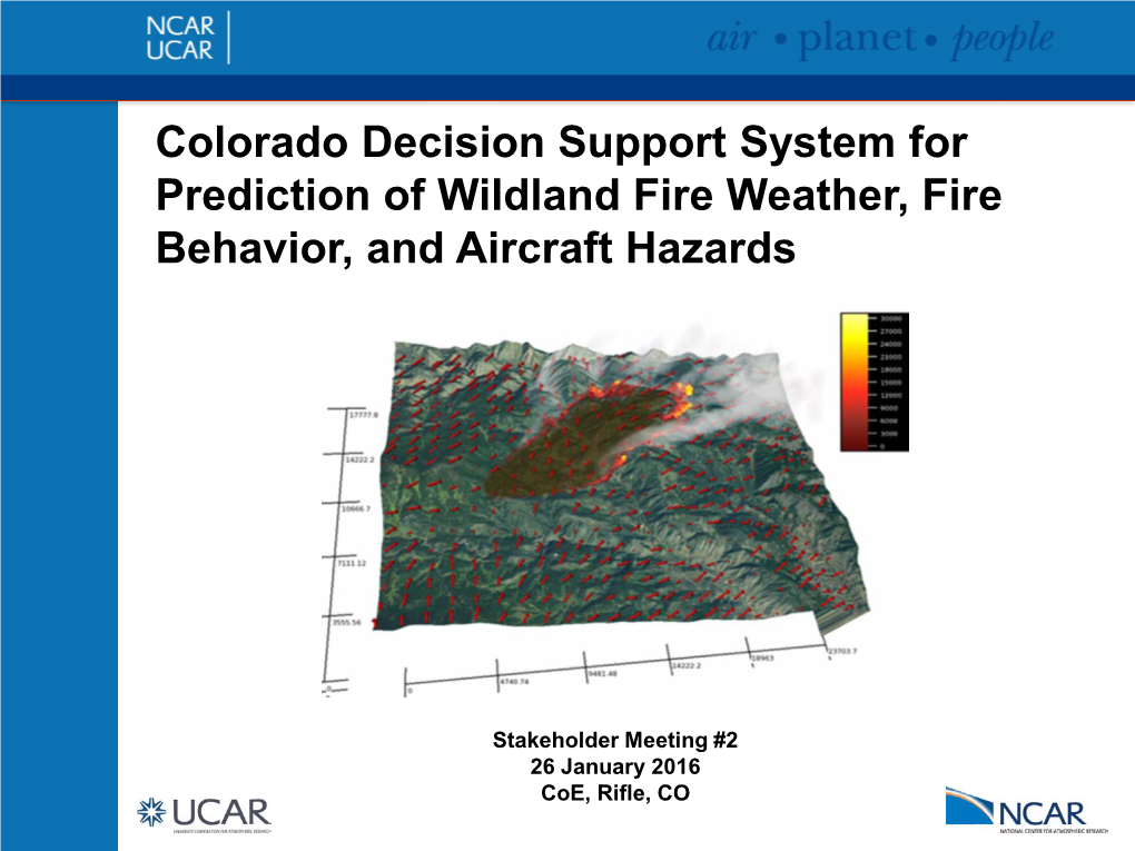 Colorado Decision Support System for Prediction of Wildland Fire Weather, Fire Behavior, and Aircraft Hazards