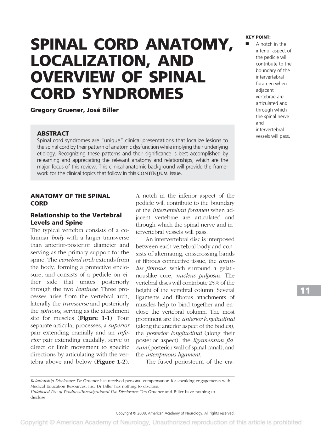 Spinal Cord Anatomy, Localization, and Overview of Spinal Cord Syndromes