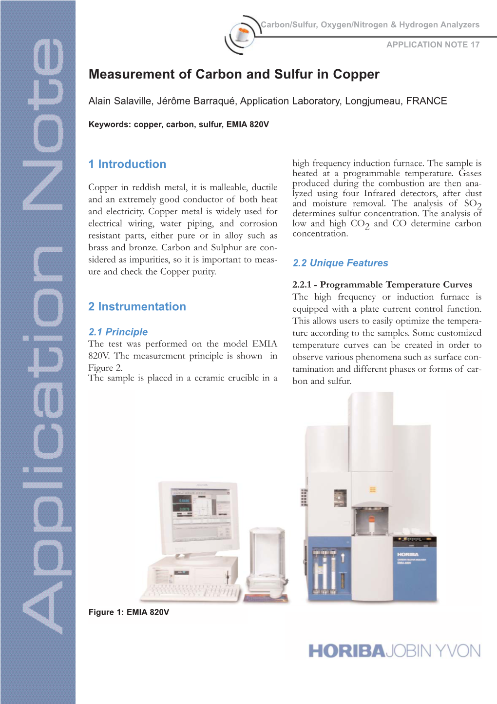 Measurement of Carbon and Sulfur in Copper