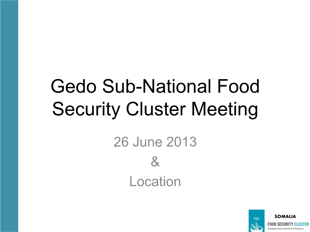 Gedo Sub-National Food Security Cluster Meeting