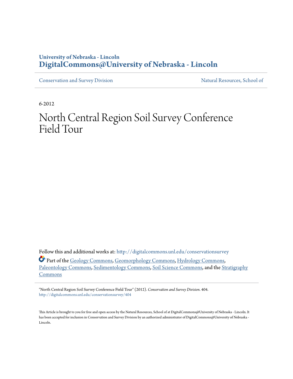 North Central Region Soil Survey Conference Field Tour