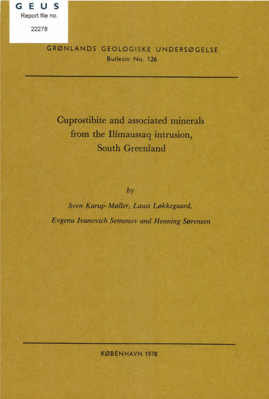 Cuprostibite and Associated Minerals from the Ilfmaussaq .Ntrusion, South Greenland