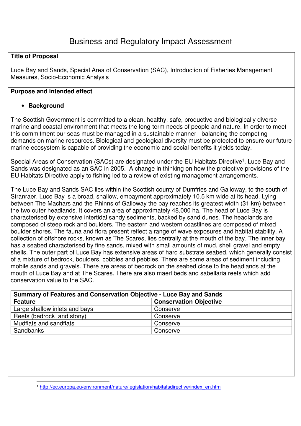 Luce Bay and Sands, Special Area of Conservation (SAC), Introduction of Fisheries Management Measures, Socio-Economic Analysis