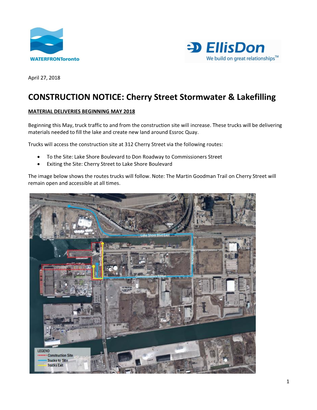 CONSTRUCTION NOTICE: Cherry Street Stormwater & Lakefilling