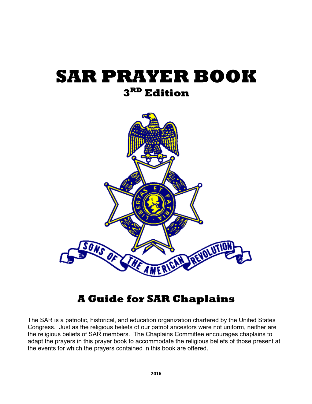 SAR PRAYER BOOK 3RD Edition