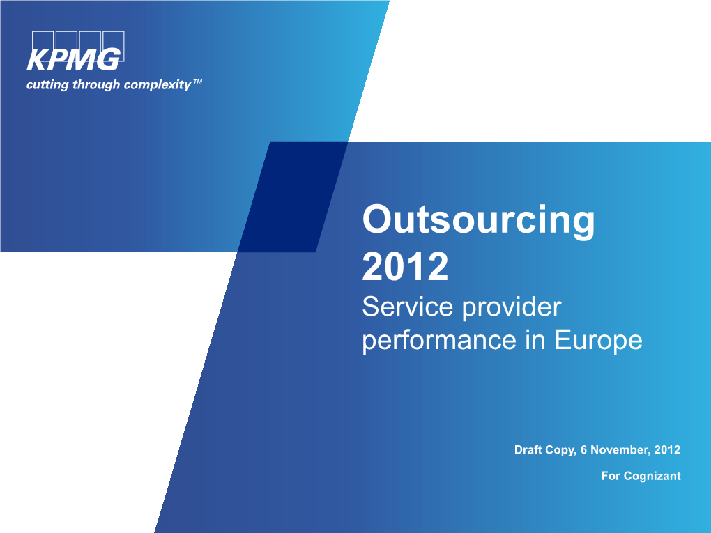 Outsourcing 2012 Service Provider Performance in Europe